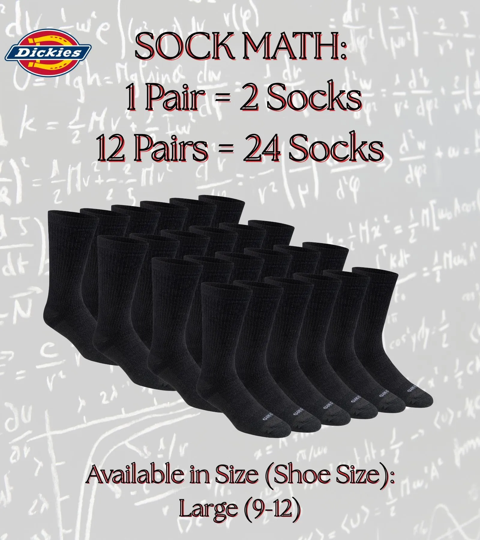 Dickies - Calzini da uomo Dri-tech Moisture Control Max Full Cushion Crew, disponibili in M-XL (37, 12 paia), Large - immagine 6