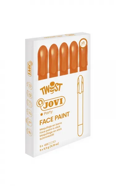 Jovi Twist Face Paint Stick - Ipoallergenico - A base d'acqua - Facile applicazione - Ottima copertura - Asciuga rapidamente - Facile da rimuovere - Senza parabeni - Arancione - immagine 1