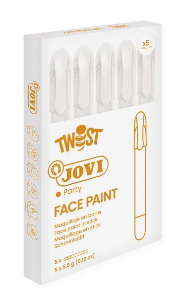 Jovi Twist Face Paint Stick - Ipoallergenico - A base d'acqua - Facile applicazione - Ottima copertura - Asciugatura rapida - Facile da rimuovere - Senza parabeni e allergeni - Bianco - immagine 1