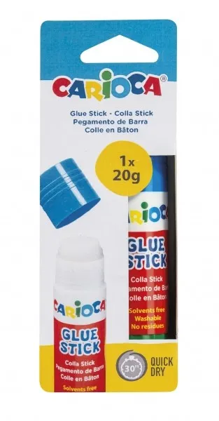 Colla stick Carioca 20gr - Ideale per casa scuola e ufficio - Incolla carta foto tessuti e altro - Senza solventi - Vari colori - immagine 1