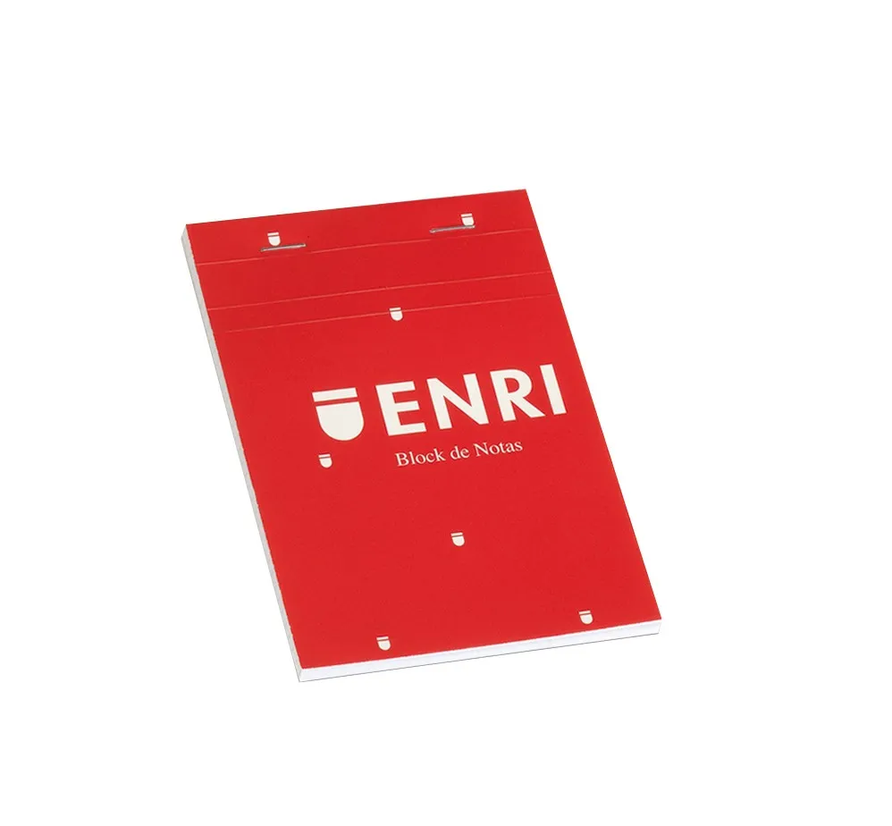 Blocco note pinzato Enri formato A6 liscio - 80 fogli microperforati - Copertina morbida rossa - immagine 1