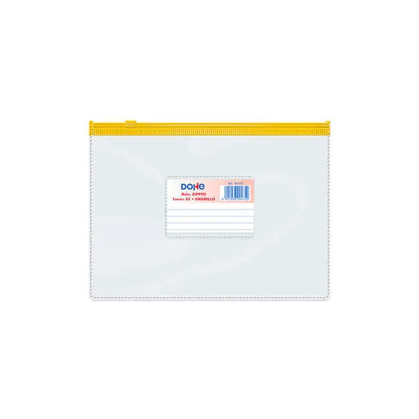 Borsa con cerniera orizzontale Dohe PVC trasparente 150 micron - Formato A5 - Apertura superiore - Chiusura ermetica con cerniera - immagine 1
