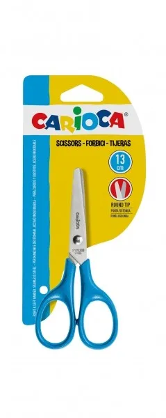 Forbici Carioca piccole 13 cm - Punta tonda - Acciaio inossidabile - Comode per mancini e destrorsi - Blu - immagine 1
