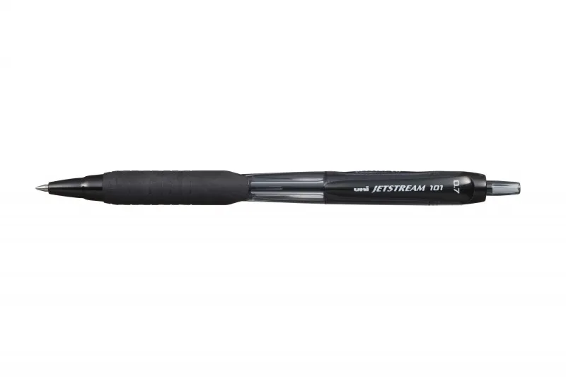 Penna a sfera Uni-ball JetStream 101 - Penna a sfera da 07 mm - Tratto da circa 035 mm - Inchiostro ad asciugatura istantanea - Impugnatura in gomma - Nero - immagine 1