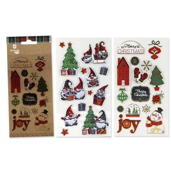 Confezione Bismark con 1 foglio di adesivi natalizi - 2 design casuali - immagine 1