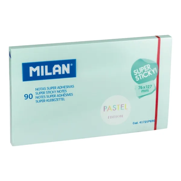 Confezione da 90 foglietti adesivi super adesivi Milan - 76x127 mm - Blu pastello - immagine 1