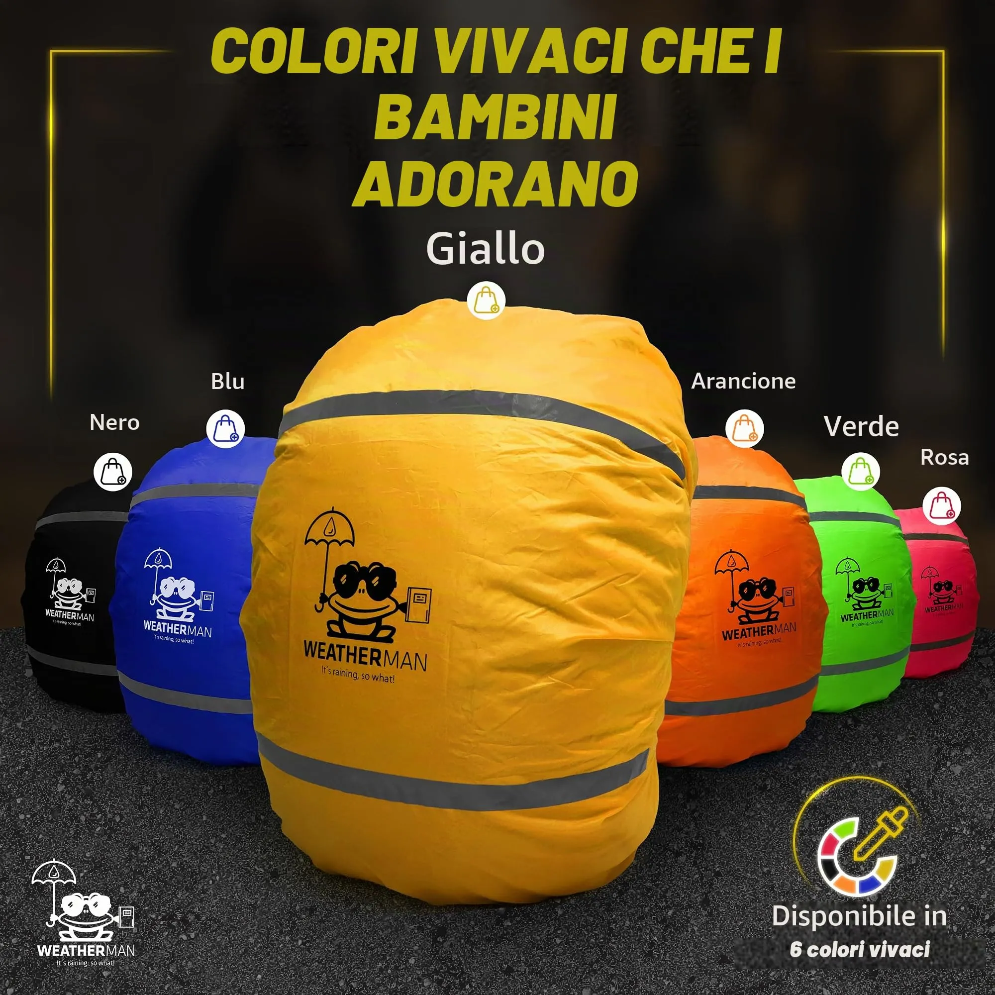 Weatherman Copertura Antipioggia per Zaino e Cartella 20-40 L - Impermeabile con Bande Riflettenti ed Elastico, 6 Colori - immagine 6