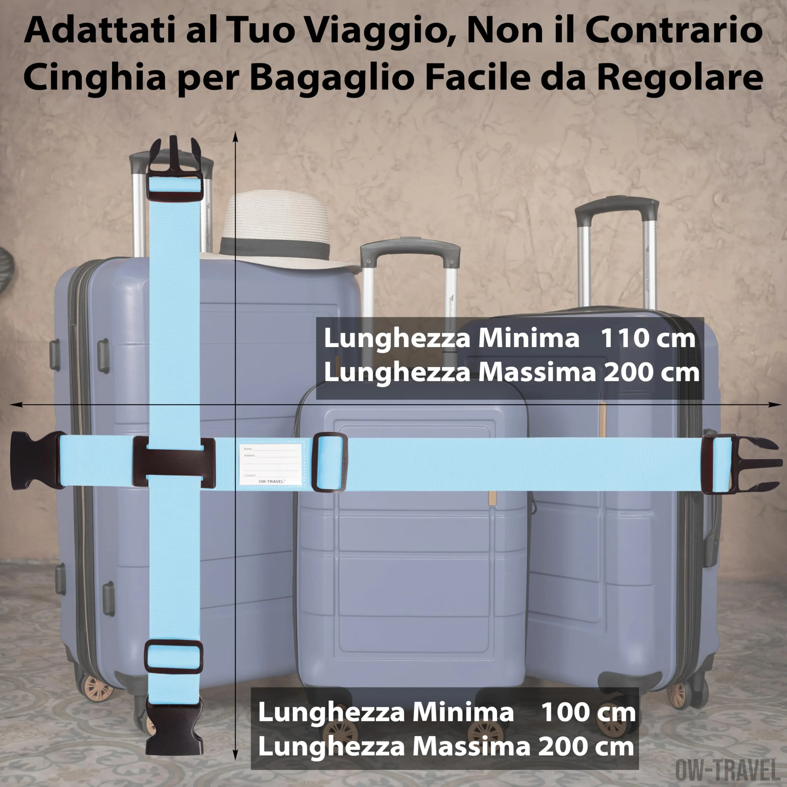 OW-Travel Cinghia per Valigia a Croce, Cintura Valigia per Bagagli, 1 Pz - immagine 4