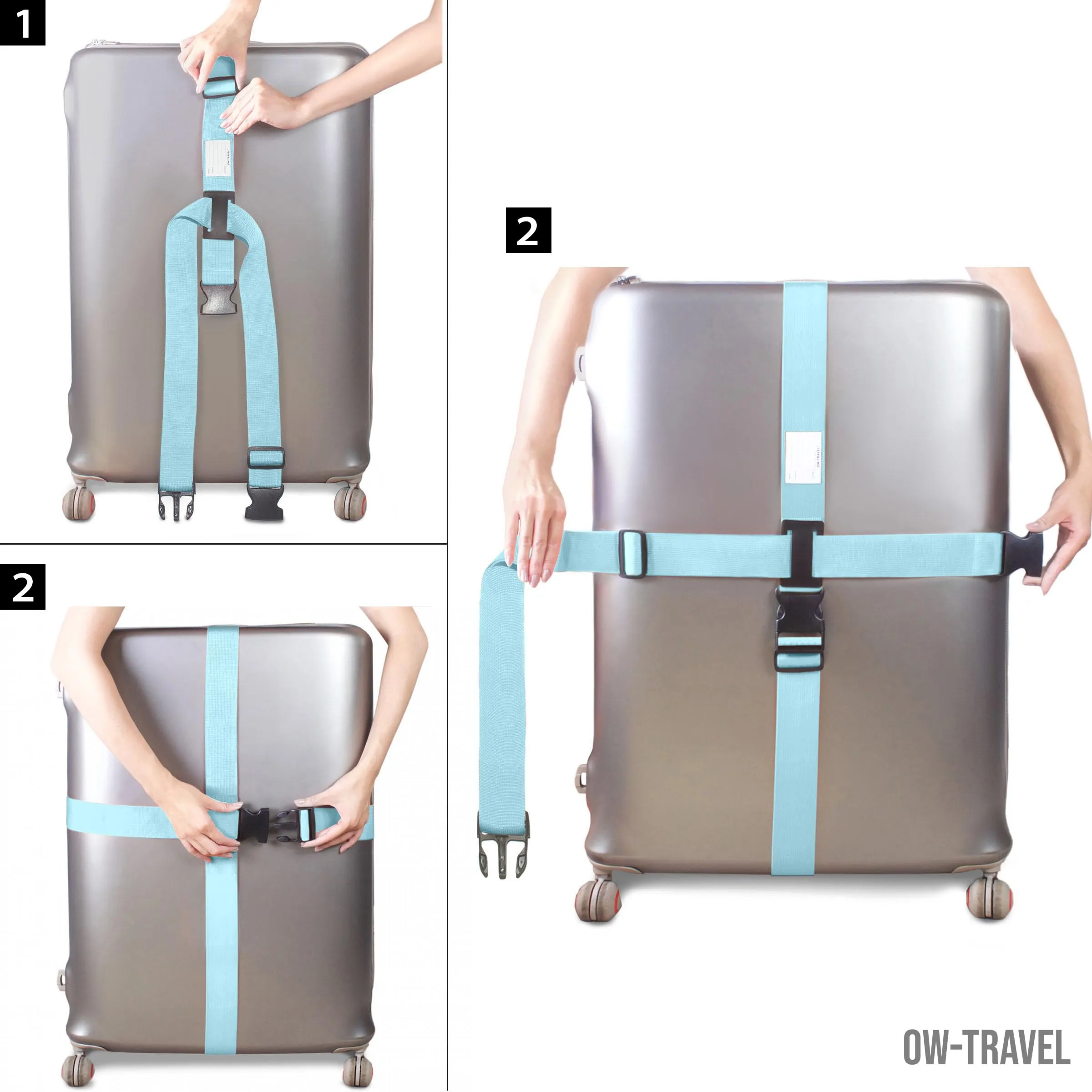 OW-Travel Cinghia per Valigia a Croce, Cintura Valigia per Bagagli, 1 Pz - immagine 6