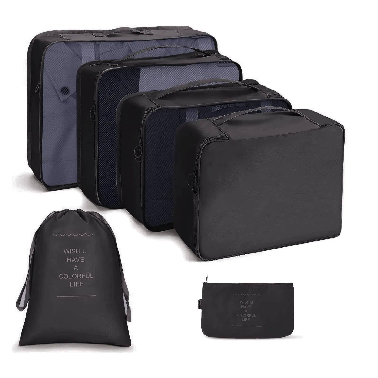 OSDUE Organizer Valigie, 6 Pezzi Sistema di Cubo di Viaggio, Separatori Buste Viaggio Travel Organizer, Abbigliamento Intimo Calzature Organizzatori Sacchi Valigia di Stoccaggio Set - immagine 1
