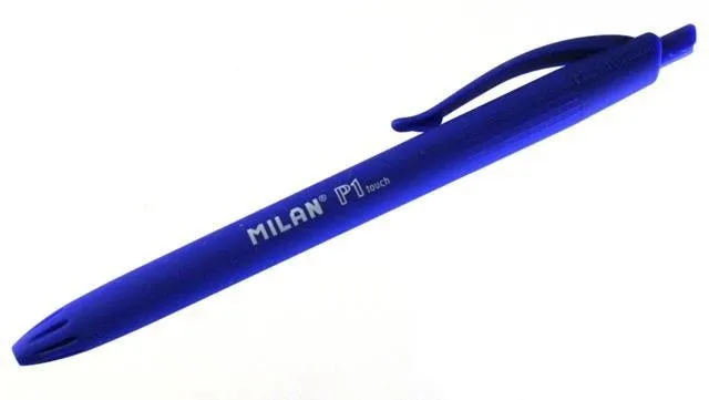 Penna a sfera a scomparsa Milan P1 Touch - Punta tonda da 1 mm - Inchiostro a base di olio - Scrittura scorrevole - Scrittura 1.200 m - Colore blu - immagine 1