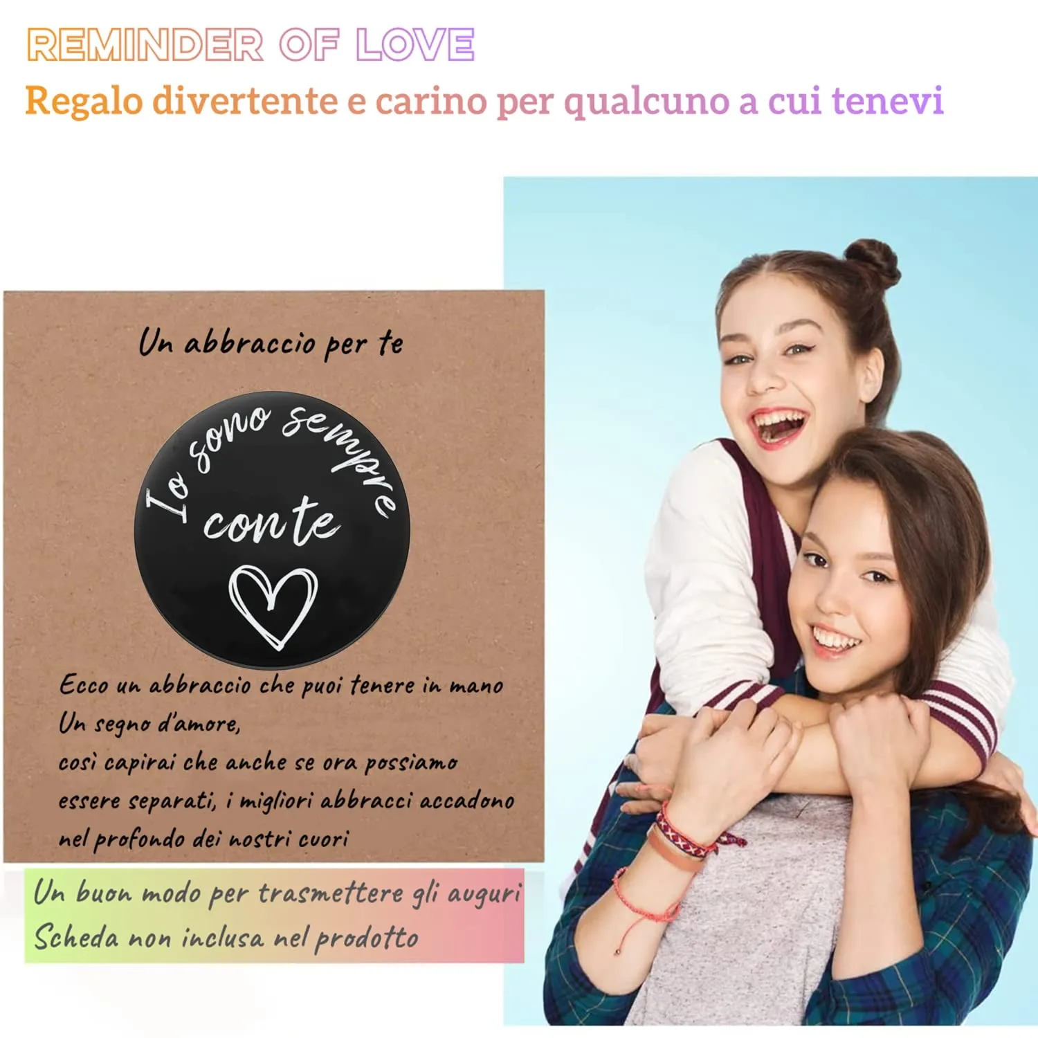 PulangRen Un Piccolo Abbraccio Portafortuna Portachiavi, Idee Regalo Donna Uomo, Portafortuna da Regalare-Io Sono Sempre Con Te-Amicizia Regali, Regali Natale per Famiglia Amici - immagine 5