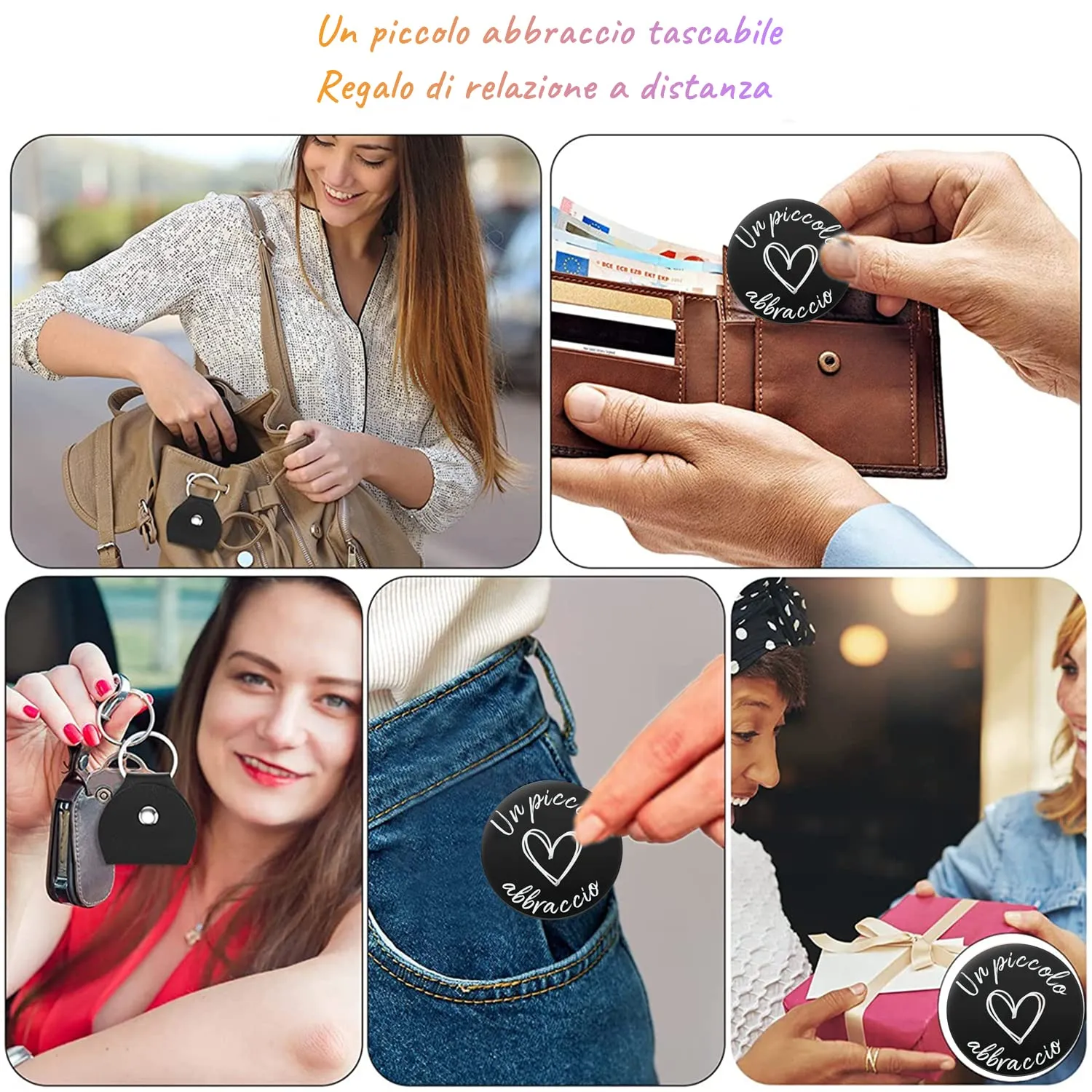PulangRen Un Piccolo Abbraccio Portafortuna Portachiavi, Idee Regalo Donna Uomo, Portafortuna da Regalare-Io Sono Sempre Con Te-Amicizia Regali, Regali Natale per Famiglia Amici - immagine 6