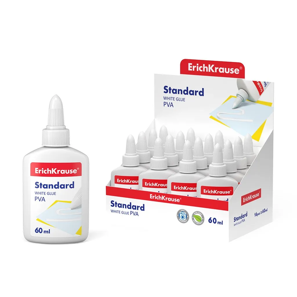 Erichkrause Colla Bianca Pva Standard - Applicatore Autopulente - Regolatore di Intensità - Non Tossico - Resistente al Freddo - Colore Bianco - immagine 1