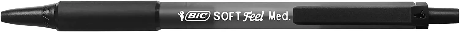 Penna a sfera retrattile Bic Soft Feel - Punta media da 1 mm - Fusto traslucido con impugnatura - Colore nero - immagine 1