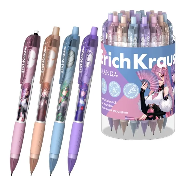Matita meccanica ErichKrause Manga - Mina HB da 07 mm - Impugnatura in gomma - Ergonomica - Colori assortiti - immagine 1