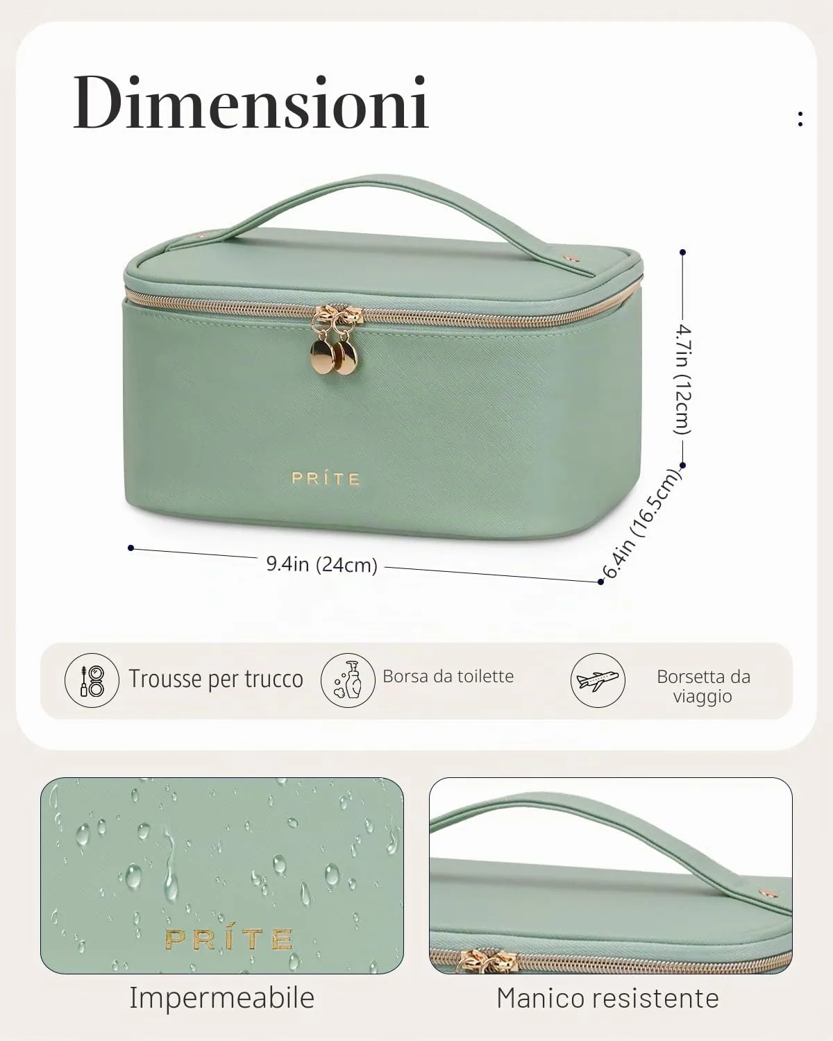 Prite Borsa Trucco Da Viaggio Femminile Con Scomparto Portapennelli - immagine 6