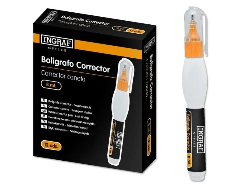 Penna correttore Ingraf 8ml - Punta fine in metallo - Asciugatura rapida - Forma ergonomica - immagine 1