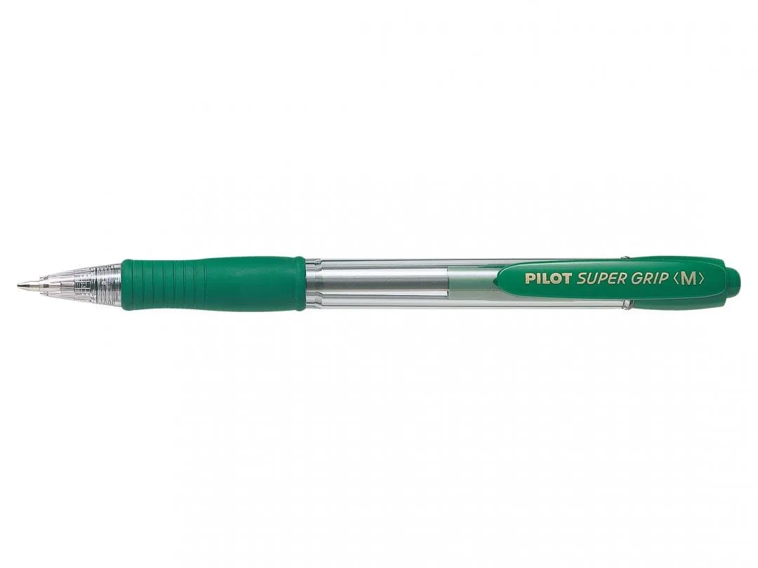 Pilot Super Grip Medium Verde Penna a sfera retrattile a clip Medio 1 pz - immagine 1