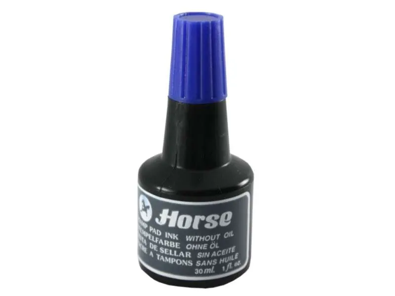 Flacone d'inchiostro per tampone Horse da 30 ml - Senza olio - Colore blu - immagine 1