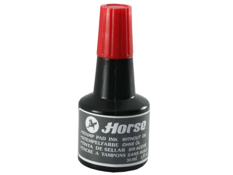Flacone d'inchiostro per tampone Horse da 30 ml - Senza olio - Colore rosso - immagine 1