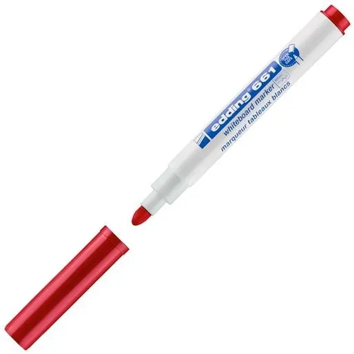 Edding 661 Pennarello per lavagna bianca - Punta tonda - Linea tra 1 e 2 mm. - Inchiostro pigmentato - Cancellabile a secco - Colore rosso - immagine 1