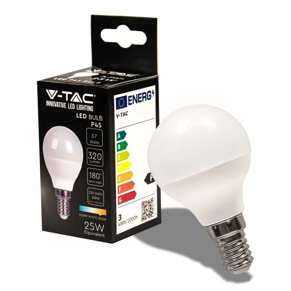 V-TAC Lampadina LED E14 37W P45 3000K - Equivalent 30W - immagine 1