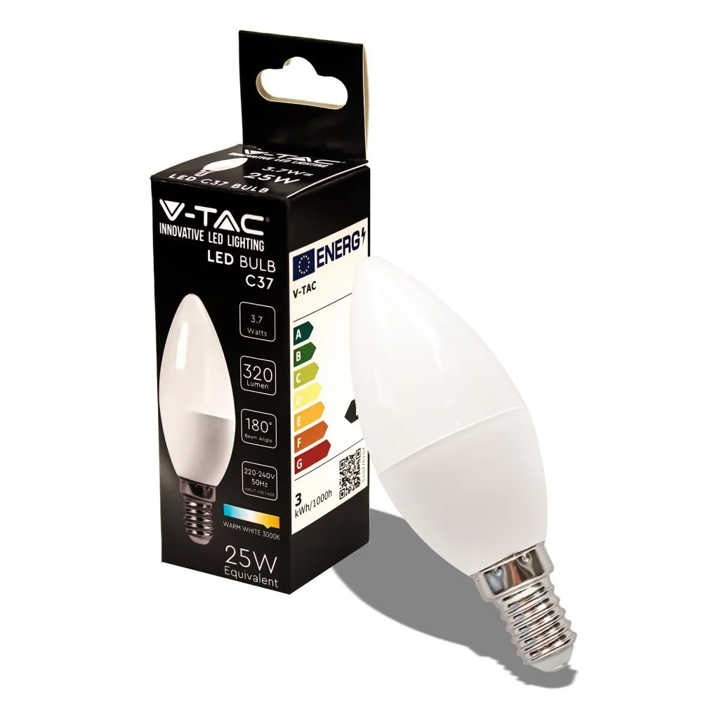 V-TAC Lampadina LED E14 37W Candela 3000K - immagine 1