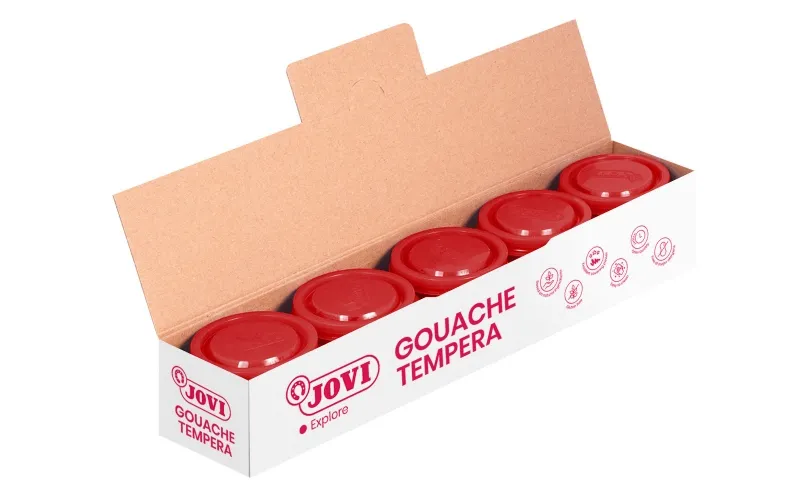 Jovi 35ml School Tempera Paint Bottle - Applicazione multisuperficie - Utilizzo con pennello rullo o spatola - Colori miscelabili - Rosso vermiglio - immagine 1