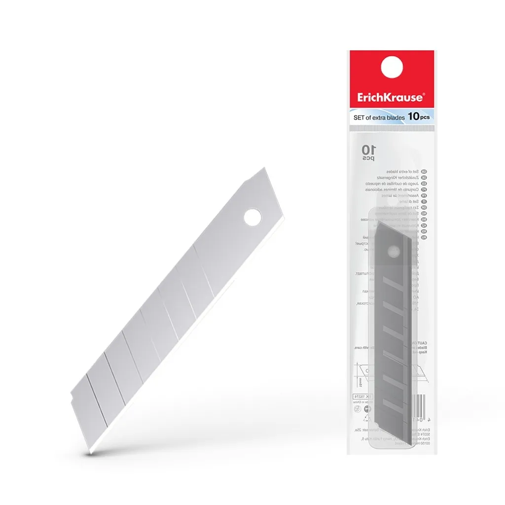 Set di lame aggiuntive Erichkrause - Lame di ricambio in acciaio segmentate - Affilatura su entrambi i lati - Resistente all'usura - Contenitore in plastica - Colore nero - immagine 1