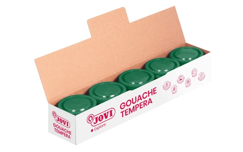 Jovi 35ml School Tempera Paint Bottle - Applicazione multisuperficie - Utilizzo con pennello rullo o spatola - Colori miscelabili - Verde scuro - immagine 1