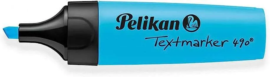 Evidenziatore Pelikan Textmarker 490 - A base d'acqua - 3 spessori di tratto - Blu fluorescente - immagine 1
