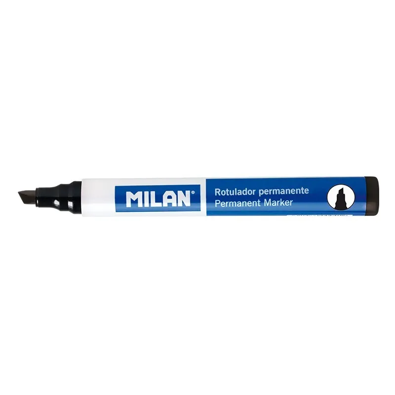 Pennarelli indelebili Milan Punta a scalpello - Punta 1 - 4 mm - Inchiostro a base di alcool - Colore nero - immagine 1