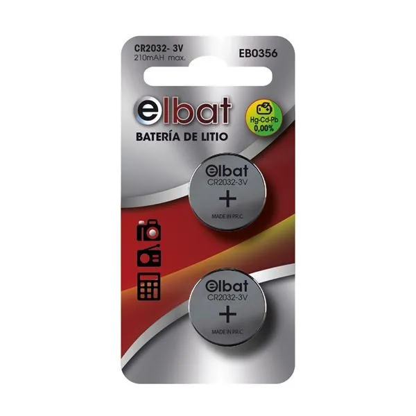 Elbat Confezione da 2 batterie a bottone al litio CR2032 3V - immagine 1