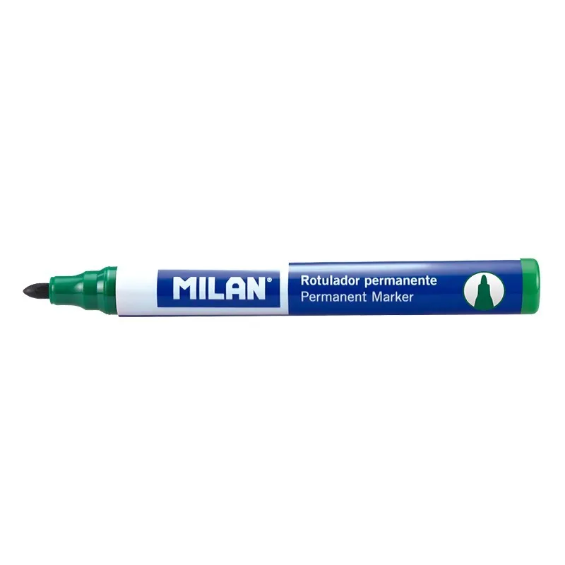 Pennarelli Indelebili Milan con Punta Tonda - Punta 4 mm - Inchiostro a Base di Alcool - Colore Verde - immagine 1