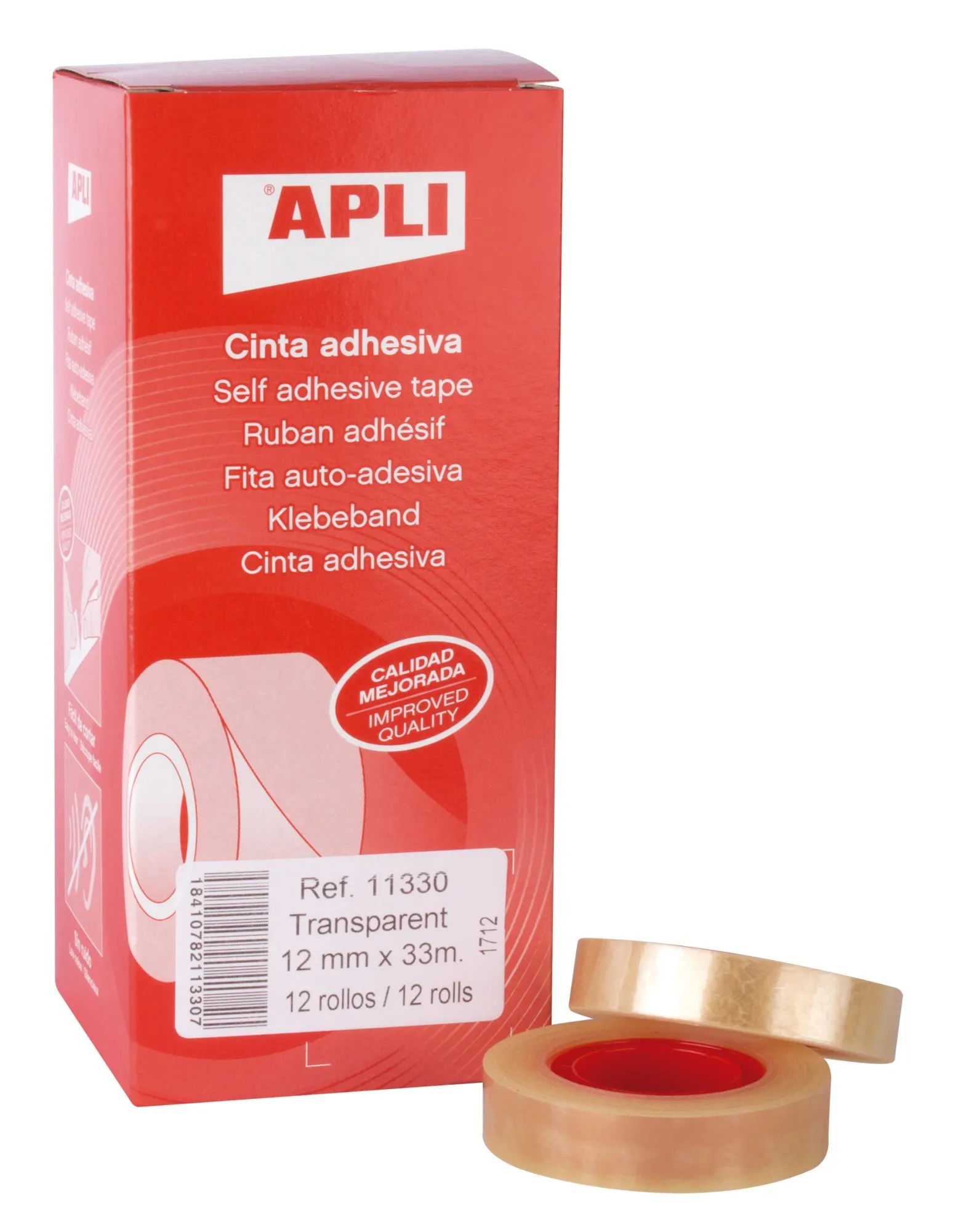 Apli Nastro Adesivo Trasparente 12mm x 33m - Impermeabile e Resistente agli Agenti Atmosferici - Facile da Tagliare e Applicare - Ideale per Artigianato e Imballaggi Trasparenti - immagine 1