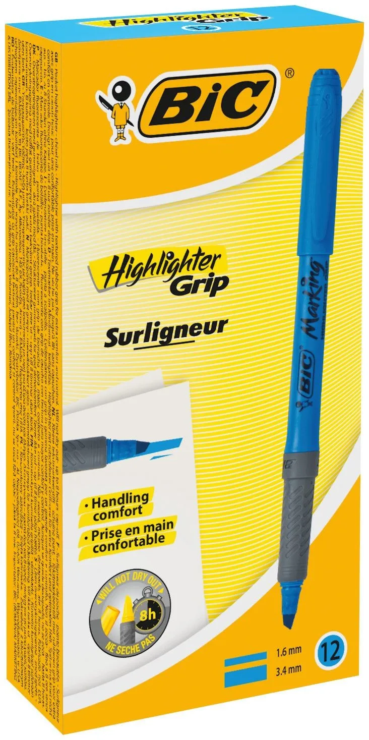 BIC Brite Liner Grip evidenziatore Punta smussata Blu - immagine 1