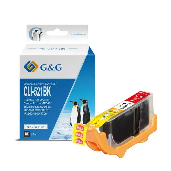Cartuccia d'inchiostro compatibile nera G&G Canon CLI521 - Sostituisce 2933B001 - immagine 1