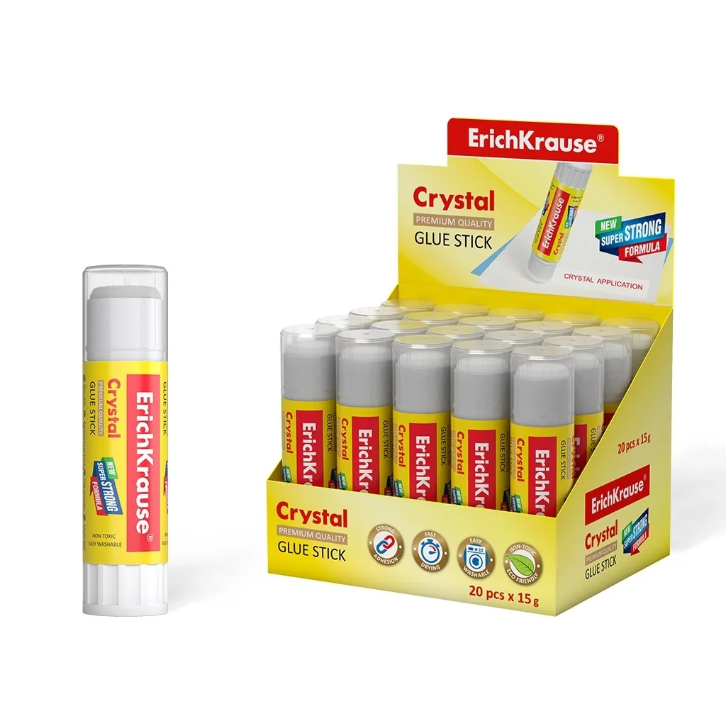 Erichkrause Crystal - Colla stick super resistente e trasparente - Base PVP - Consumo economico - Adesione rapida e affidabile - Colore trasparente - immagine 1