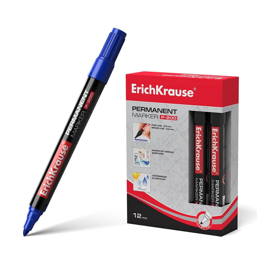 ErichKrause P-200 marcatore permanente Tipo di punta Blu 12 pz - immagine 1