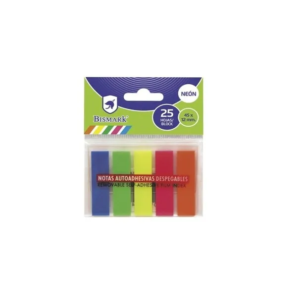 Bismark Confezione da 125 schede adesive 45 mm x 12 mm - Colori neon assortiti - immagine 1