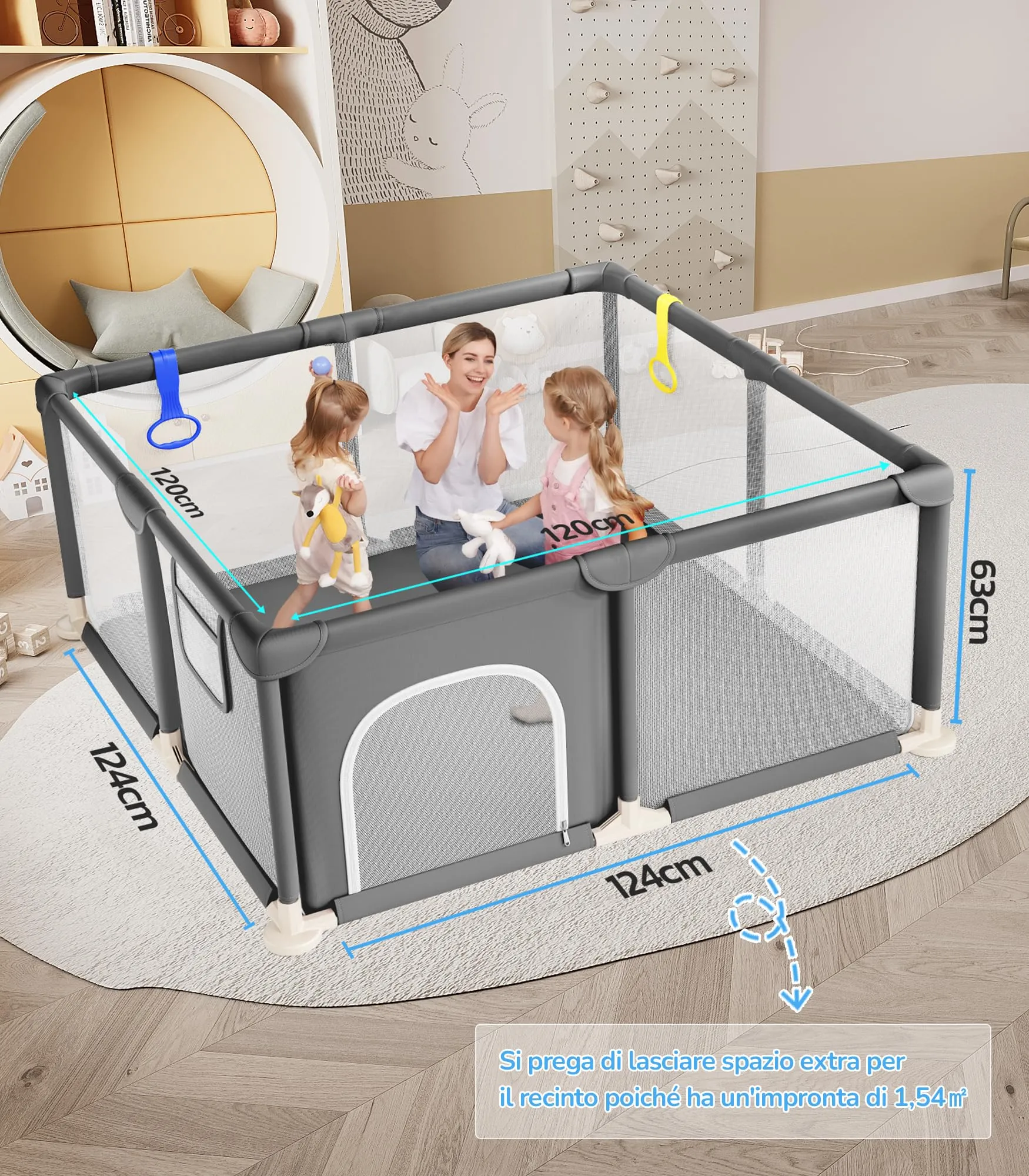 Dripex Box per Bambini Recinto Neonato - Small - Grigio Scuro - immagine 2
