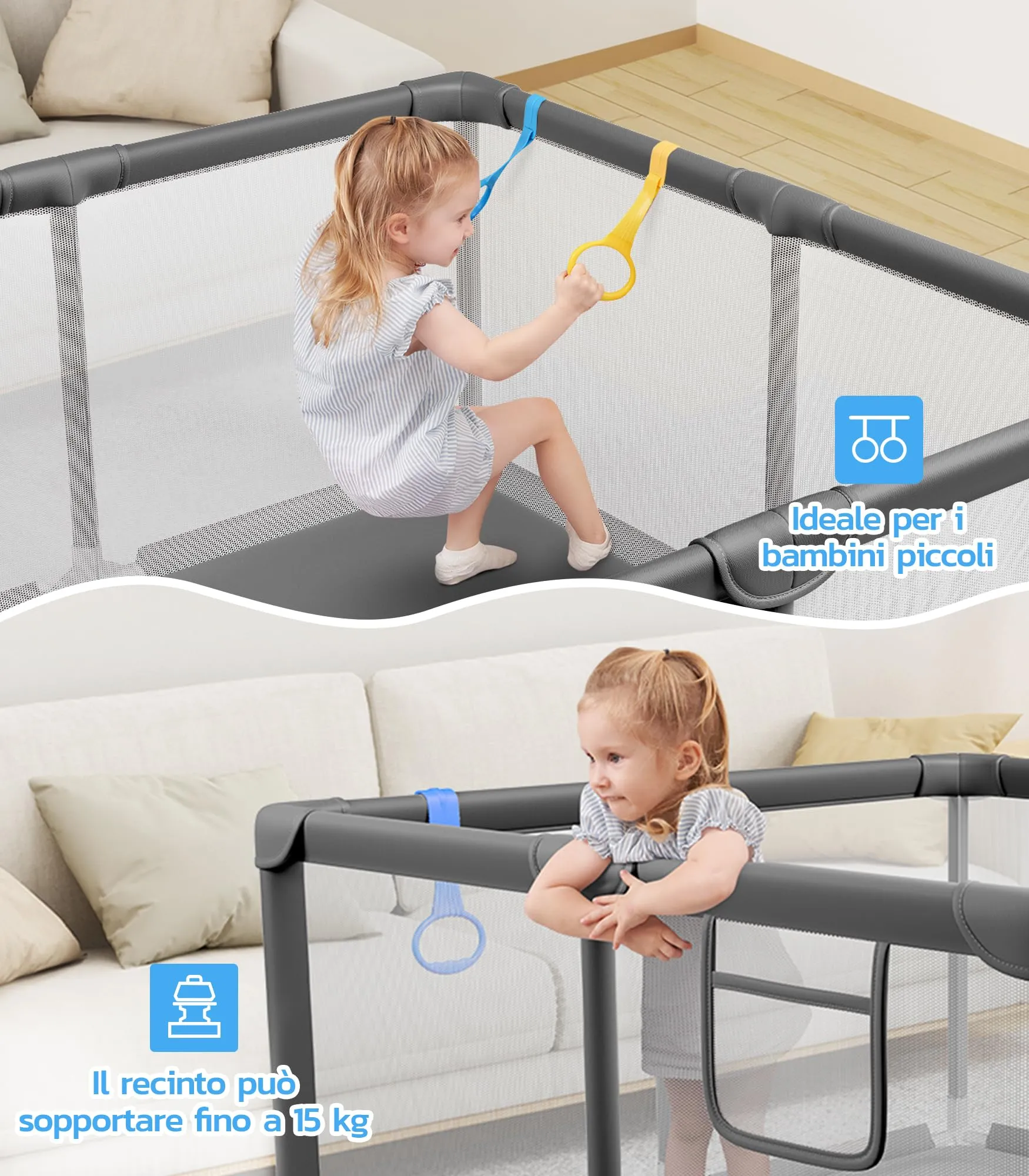 Dripex Box per Bambini Recinto Neonato - Small - Grigio Scuro - immagine 3