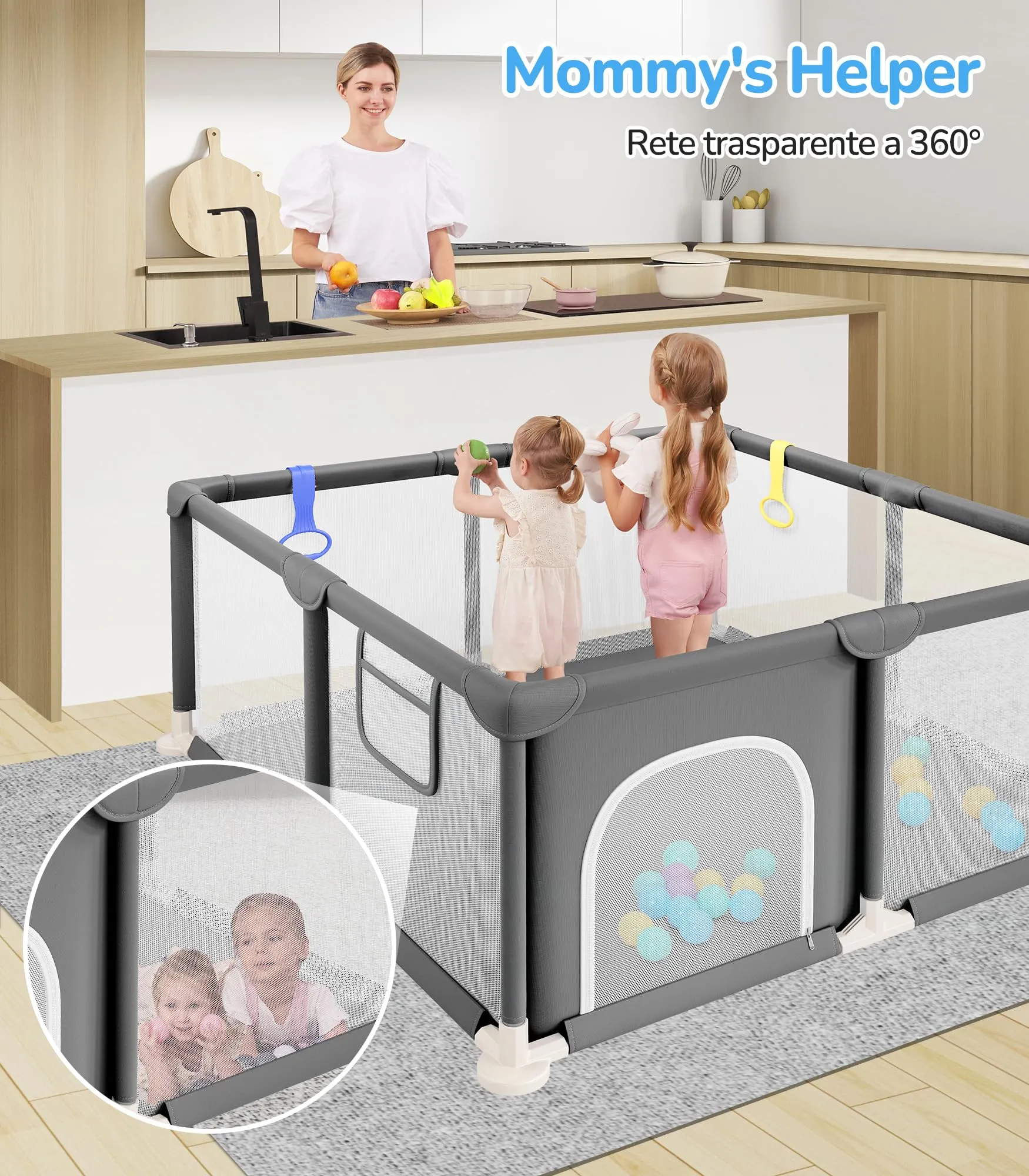 Dripex Box per Bambini Recinto Neonato - Small - Grigio Scuro - immagine 4