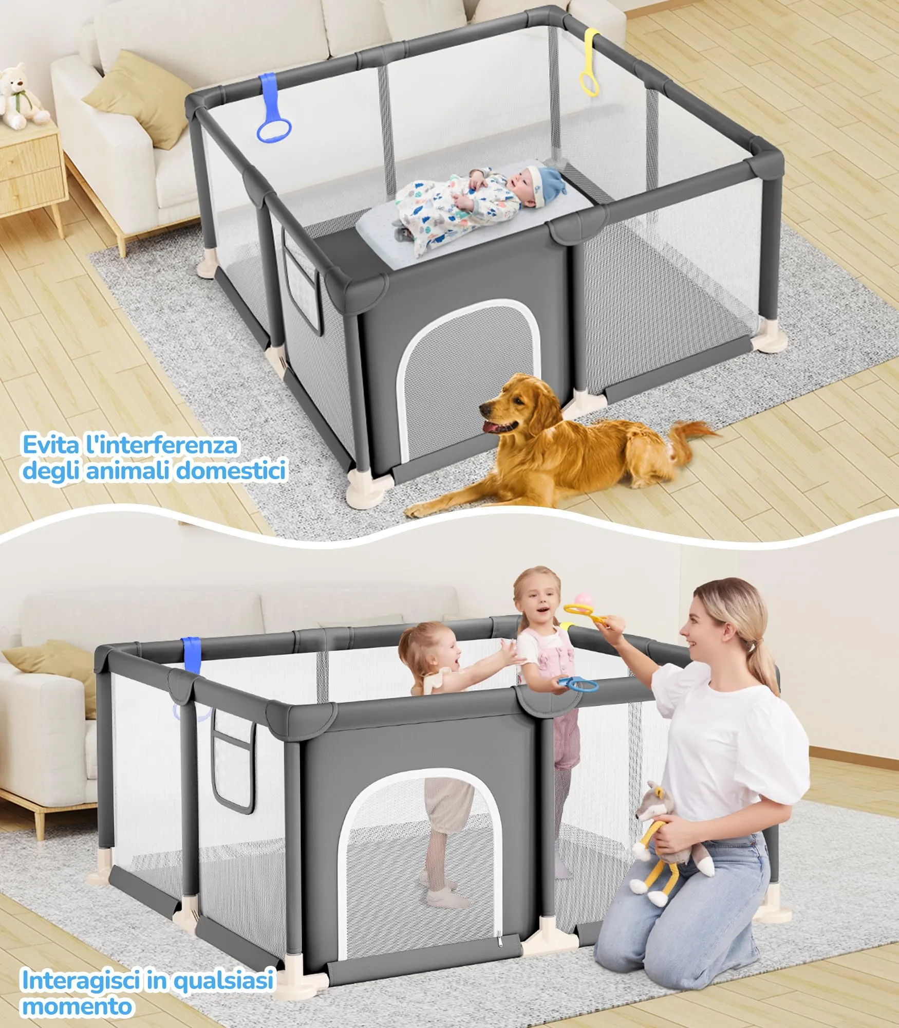 Dripex Box per Bambini Recinto Neonato - Small - Grigio Scuro - immagine 5