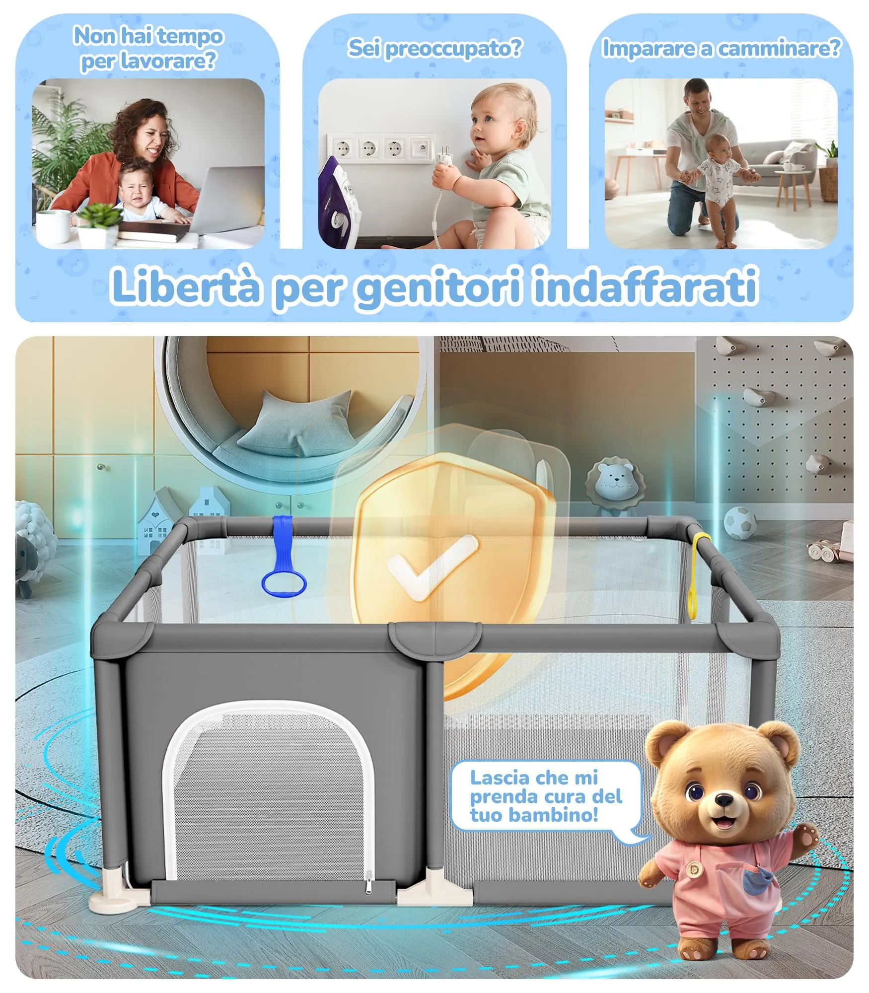 Dripex Box per Bambini Recinto Neonato - Small - Grigio Scuro - immagine 6