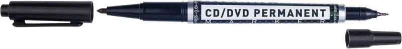 Pennarello indelebile Molin per CD DVD - Doppia punta 04 e 1 mm - Inchiostro permanente a base di alcol - Nero - immagine 1