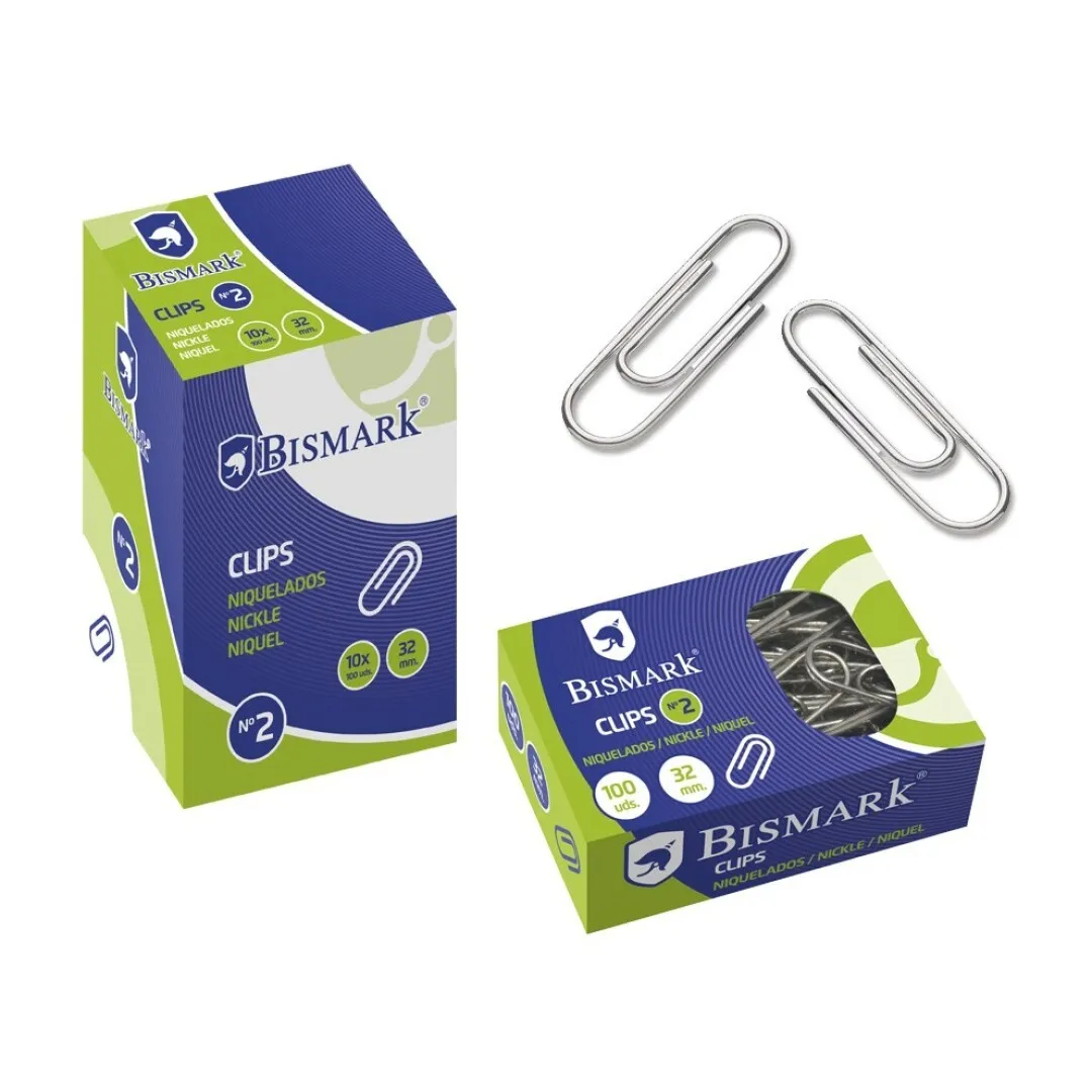 Confezione da 100 clip Bismark Nº2 32mm - Nichelato - immagine 1