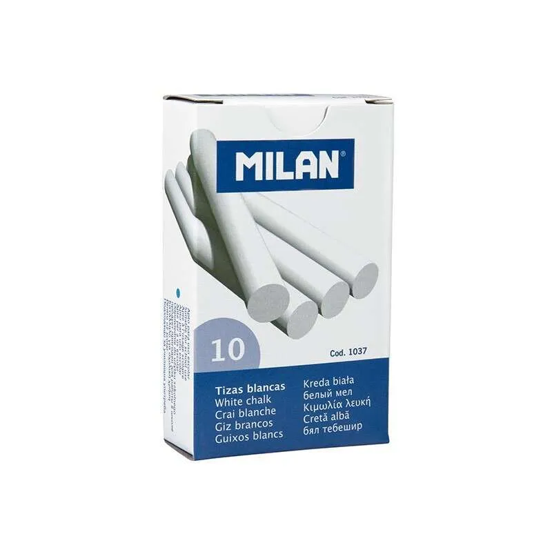 Confezione da 10 gessetti Milan - Rotondi - Senza caseina - Bianchi - immagine 1