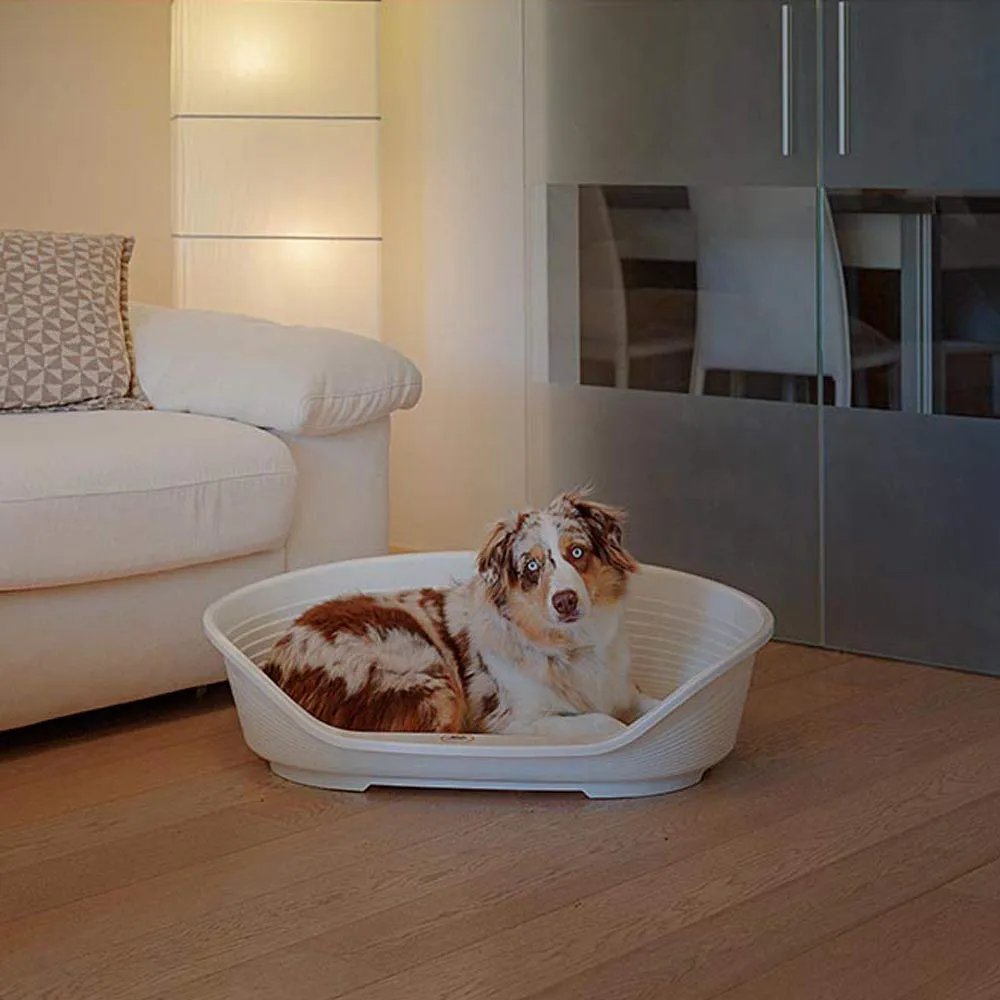 Ferplast Cuccia Cani e Gatti in plastica, Lettino per Cane con Gommini Antiscivolo, Cesta Cane e Gatto 82 X 595 X H 25 cm, Bianco - immagine 3